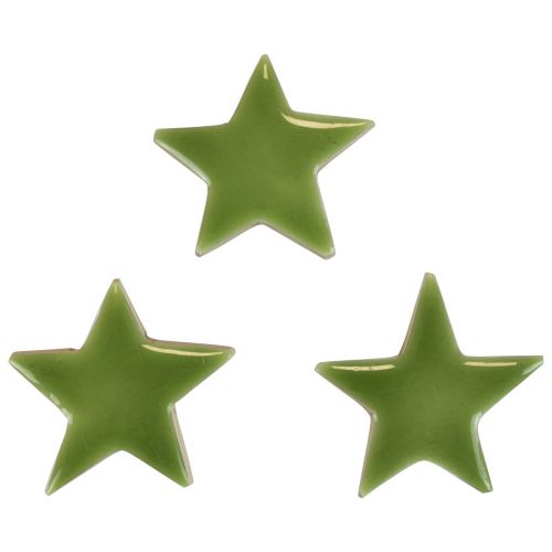 Estrelas de madeira, decorações de Natal, decorações espalhadas, verde claro brilhante Ø5cm 8 unidades