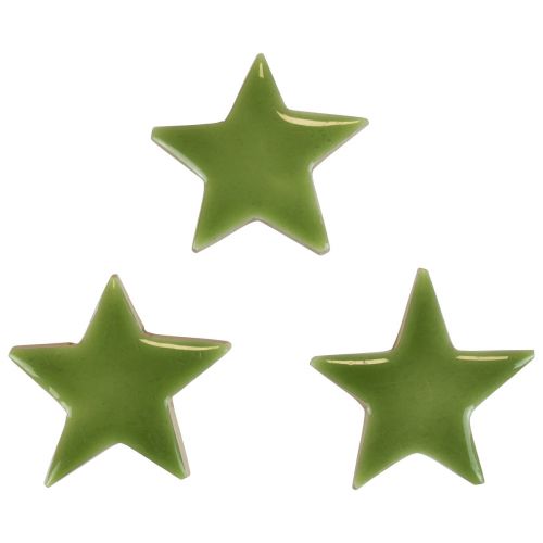 Floristik24 Estrelas de madeira, decorações de Natal, decorações dispersas, verde claro brilhante Ø5cm 8 unidades