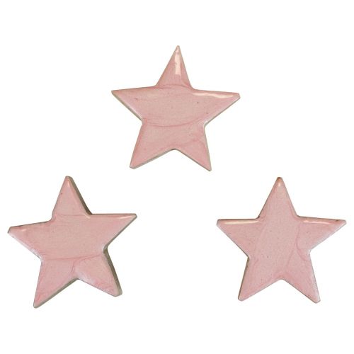 Floristik24 Estrelas de madeira decoração estrelas decoração de natal brilho rosa Ø5cm 8 unidades