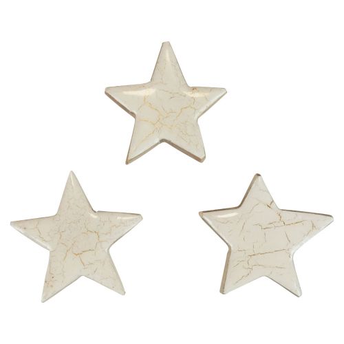 Floristik24 Estrelas de madeira estrelas decorativas ouro branco madeira crepitante Ø5cm 8 unidades