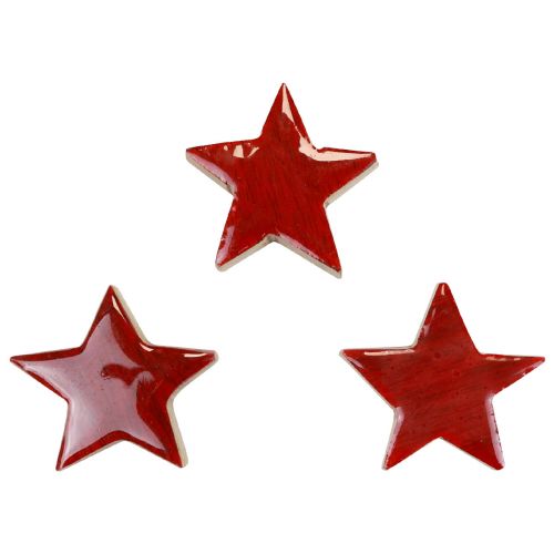 Itens Estrelas de madeira decorativas estrelas vermelhas espalhadas decoração efeito brilhante Ø5cm 12 un
