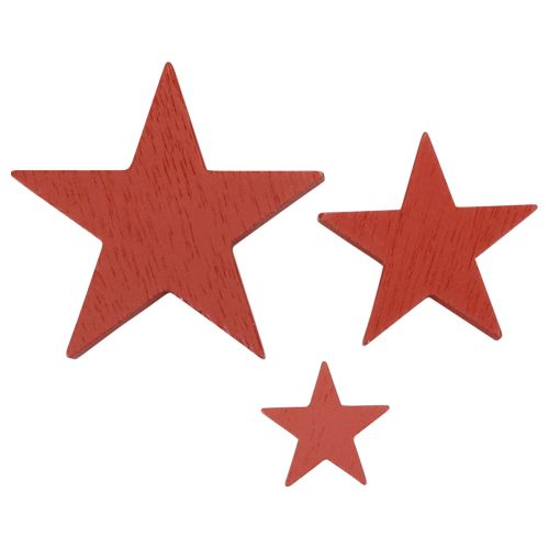 Floristik24 Decoração de estrelas de madeira decoração dispersa natal vermelho 3/5/7cm 29 unidades
