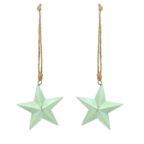 Estrelas de madeira para pendurar verde claro 7,5 cm 4 unidades