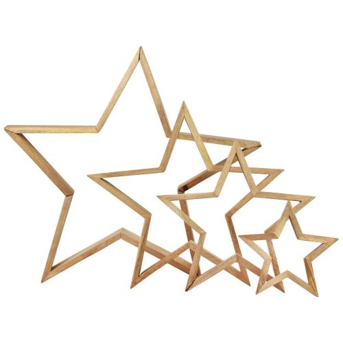 Floristik24 Estrelas de madeira decoração de madeira estrelas decorativas de madeira 16,5–46,5 cm conjunto de 4