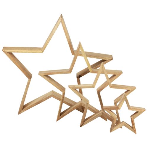 Floristik24 Estrelas de madeira decoração de madeira estrelas decorativas de madeira 16,5–46,5 cm conjunto de 4