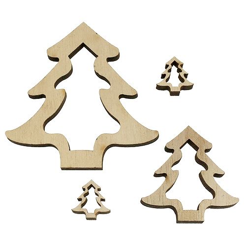 Floristik24 Decoração de madeira árvore de Natal natural 2cm - 8cm 32 un