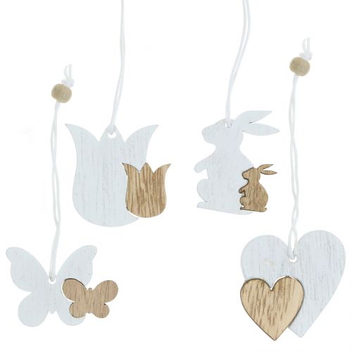 Floristik24 Decoração cabide Primavera branco / natureza 12 unidades