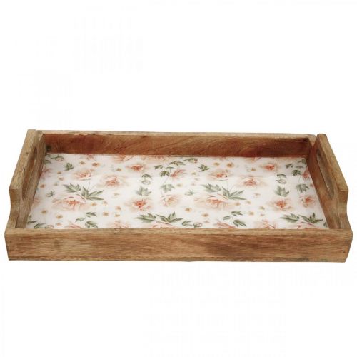 Floristik24 Bandeja de servir em madeira Bandeja decorativa retangular 35×20,5cm