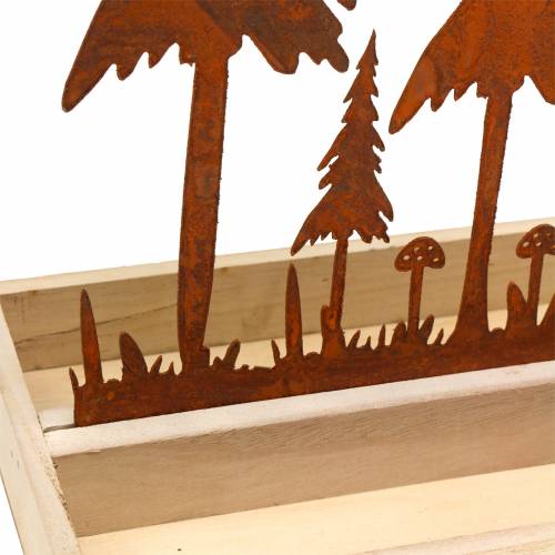 Itens Bandeja de madeira, silhueta da floresta, ferrugem de aço inoxidável, 30cm x 15cm