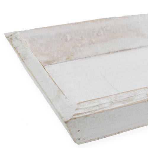 Floristik24 Tigela de madeira branca 35cm x 11cm
