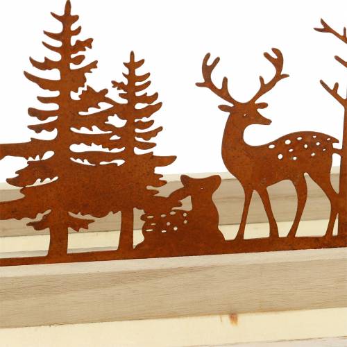 Floristik24 Floresta bandeja de madeira com animais 35cm x 15cm