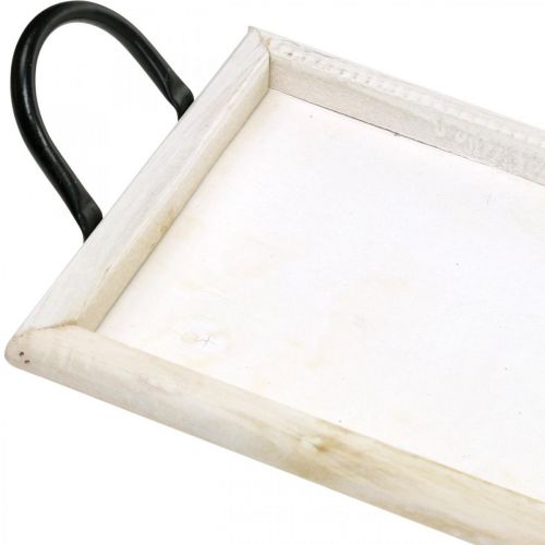Floristik24 Bandeja para decoração, bandeja para plantas com alças, bandeja para velas de madeira branca L50cm