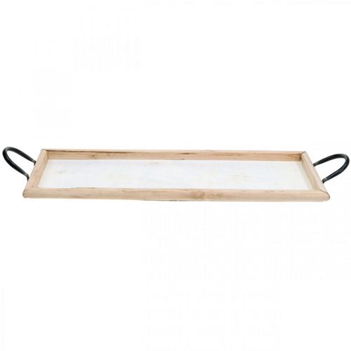 Floristik24 Bandeja de madeira com alças de metal, tigela para plantas, bandeja decorativa natural L50cm