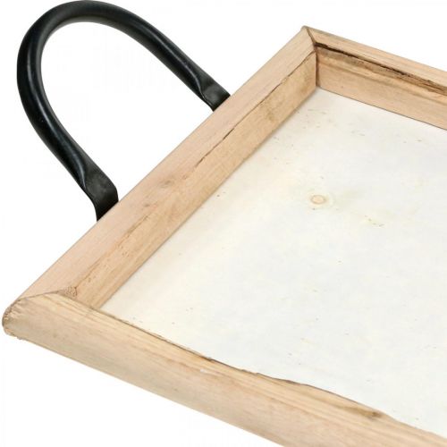 Floristik24 Bandeja de madeira com alças de metal, tigela para plantas, bandeja decorativa natural L50cm