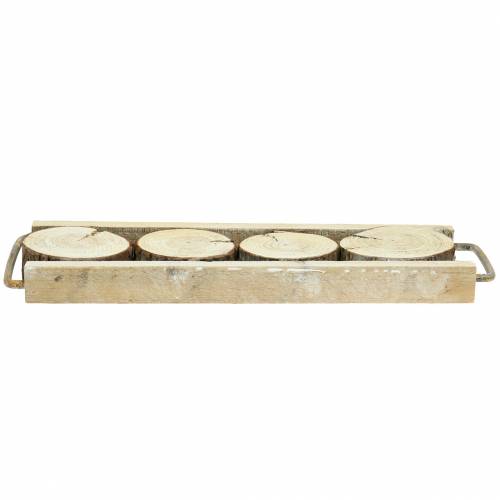 Floristik24 Tabuleiro decorativo em madeira com rodelas de árvores 34cm x 12cm A3cm