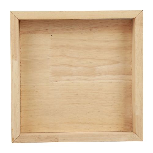 Floristik24 Bandeja de madeira bandeja decorativa madeira quadrada natural 25×25×3,5cm