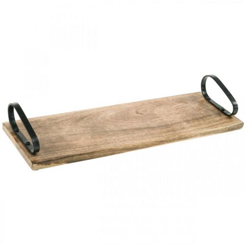 Itens Bandeja de madeira, bandeja decorativa com alças de metal, decoração de mesa L44cm