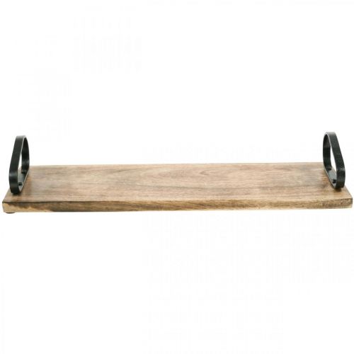 Itens Bandeja de madeira, bandeja decorativa com alças de metal, decoração de mesa L44cm