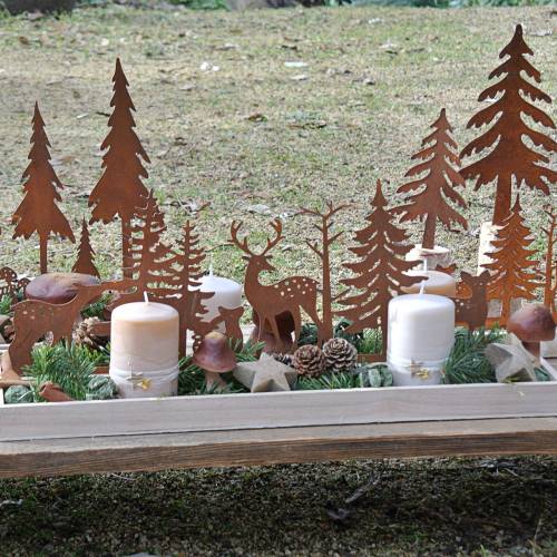 Floristik24 Floresta bandeja de madeira com animais 50cm x 17cm