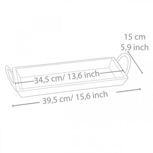Floristik24 Bandeja de madeira de mangueira, tigela decorativa com alças de metal, decoração de mesa L39,5cm