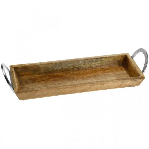 Floristik24 Bandeja de madeira de mangueira, tigela decorativa com alças de metal, decoração de mesa L39,5cm