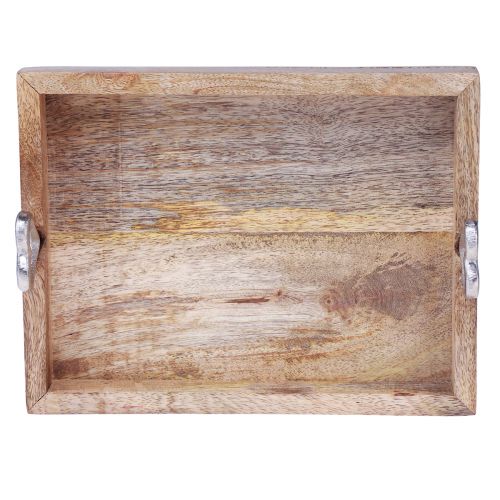 Floristik24 Bandeja de madeira com alças Bandeja com corações naturais 26×20×7,5cm