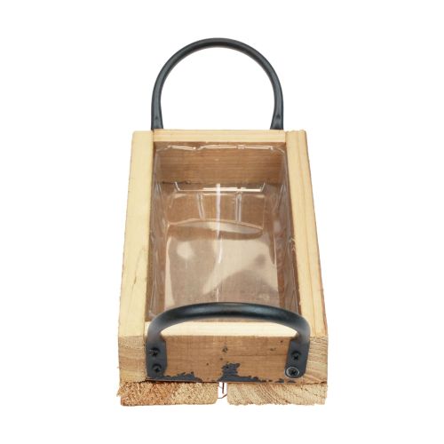 Floristik24 Bandeja de madeira com alças bandeja decorativa preto natural 25×12,5×5cm