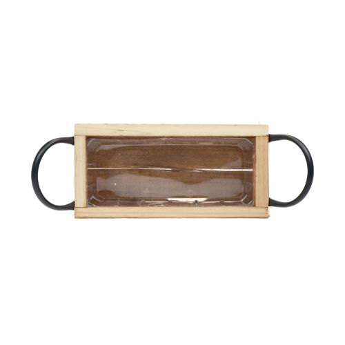 Floristik24 Bandeja de madeira com alças bandeja decorativa preto natural 25×12,5×5cm