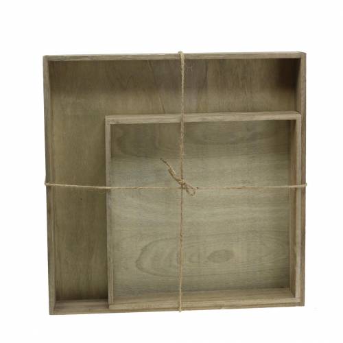 Floristik24 Bandeja de madeira natural conjunto de 2 quadrados 40x40/30x30cm