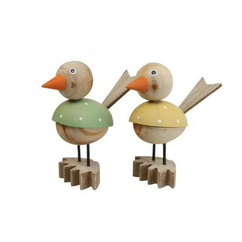 Floristik24 Pássaro de madeira deco figura decoração da janela primavera amarelo/verde H15cm 2pcs