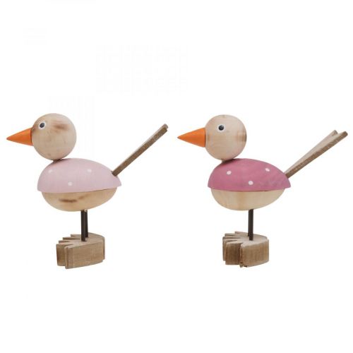 Itens Pássaro de madeira deco figura decoração da janela primavera rosa H15cm 2pcs