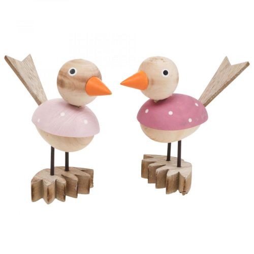 Itens Pássaro de madeira deco figura decoração da janela primavera rosa H15cm 2pcs