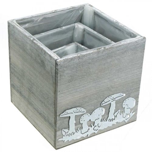 Itens Cubos de madeira com cogumelos, decoração de outono, caixa para plantas 20/16/12 cm, conjunto de 3