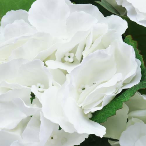 Itens Hortênsia em vaso de flores Branco Artificial 35cm