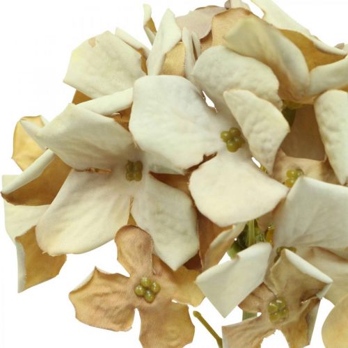 Floristik24 Flor artificial de hortênsia marrom, flor de seda branca decoração de outono H32cm