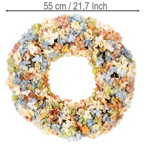 Guirlanda artificial de hortênsias, colorida, para porta e parede, 55 cm | Floristik24.pt