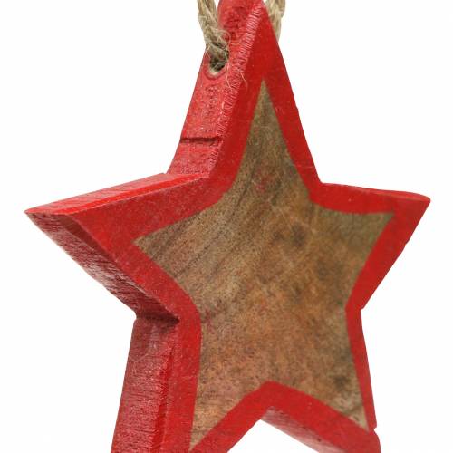 Itens Decoração de Natal estrela de madeira natural / vermelha 8 cm 15 unidades