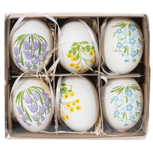 Itens Ovos de Páscoa com delicados motivos florais para decoração festiva de Páscoa na sala de estar, 6 cm, 6 peças