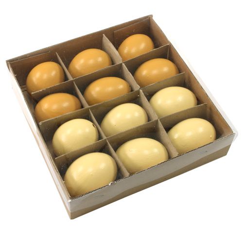 Floristik24 Ovos de galinha 6cm mix amarelo 10pcs