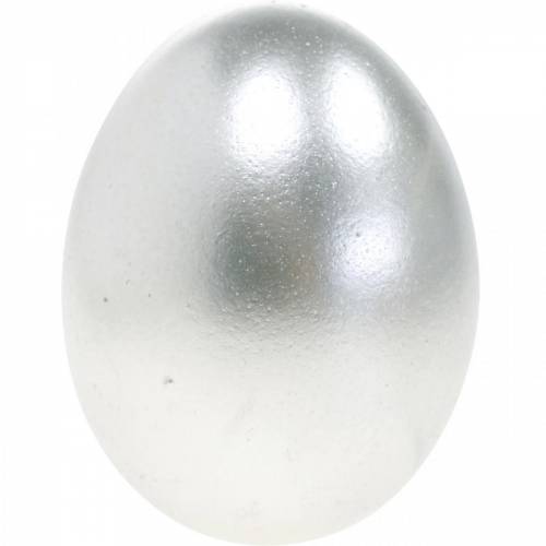 Floristik24 Ovos de galinha prata decoração de Páscoa ovos soprados 10 unidades