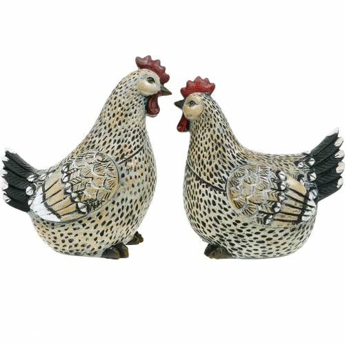 Floristik24 Figuras decorativas Páscoa, galinhas 2 pcs
