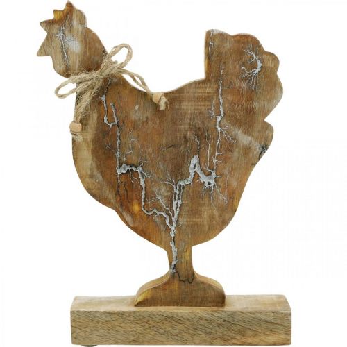 Itens Galinha de madeira, decoração de primavera, figura de páscoa natural, lavada de branco H26cm