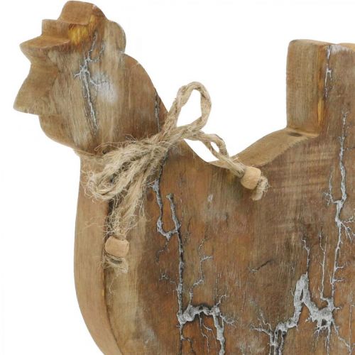 Itens Galinha de madeira, decoração de primavera, figura de páscoa natural, lavada de branco H26cm