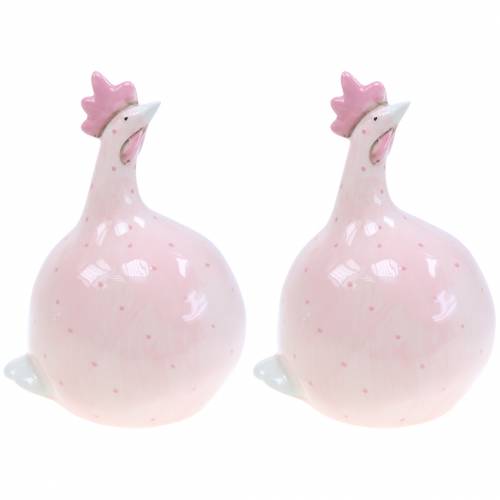 Floristik24 Decoração de Páscoa de frango rosa com pontos Alt.17cm 2 unidades