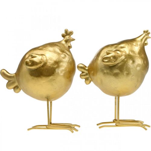 Floristik24 Decoração de galinha dourada cozinha decoração de Páscoa H21.5cm 2pcs