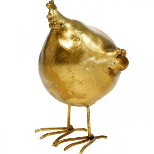 Itens Deco frango decoração de Páscoa figura redonda dourada, H10 cm 2pcs