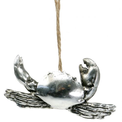 Floristik24 Caranguejo e lagosta Deco para pendurar prata antiga 9cm 2pcs