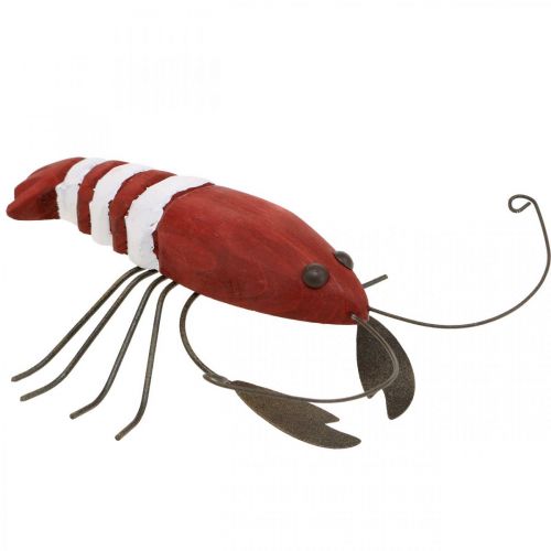 Floristik24 Figura decorativa marítima de lagosta em madeira e metal vermelho 15x12cm