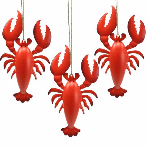 Floristik24 Lobster deco-hanger metal red 11.5x21.5cm 3pcs