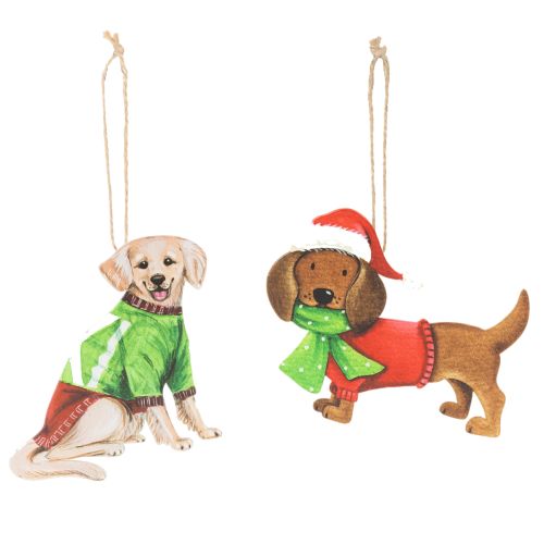 Enfeite de Natal em forma de cachorro, decoração para pendurar, cachorro com cachecol e chapéu, 12 cm, 2 peças comprar | Floristik24.pt